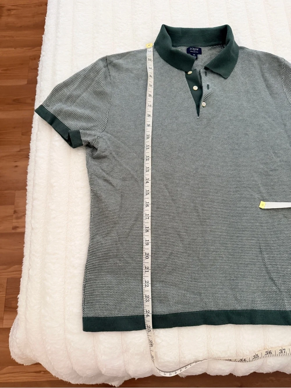 J. Crew Men's Forest Green Collar Heathered Polo- LIKE NEW